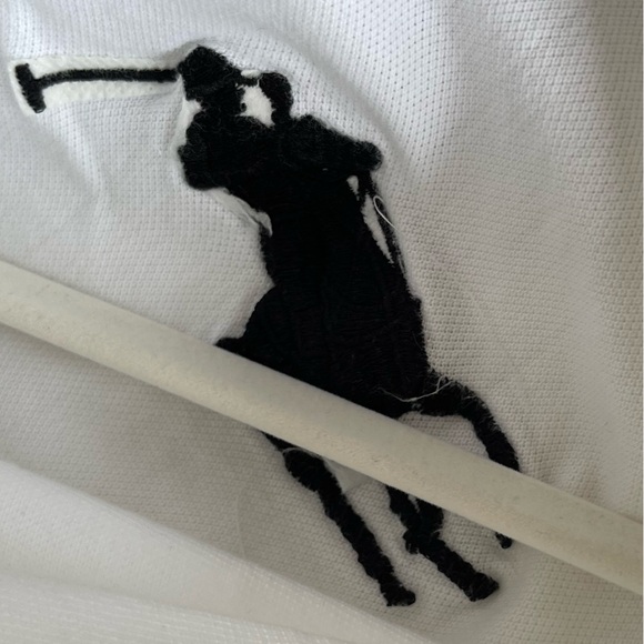Polo Ralph Lauren Custom Slim Fit Big Pony Mesh Polo Shirt|White/Black, L - Picture 11 of 13
